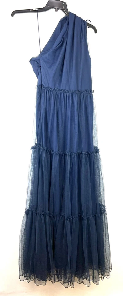 Vestido largo para mujer Zac Posen de un hombro azul marino talla 6 Foto 2 de 4