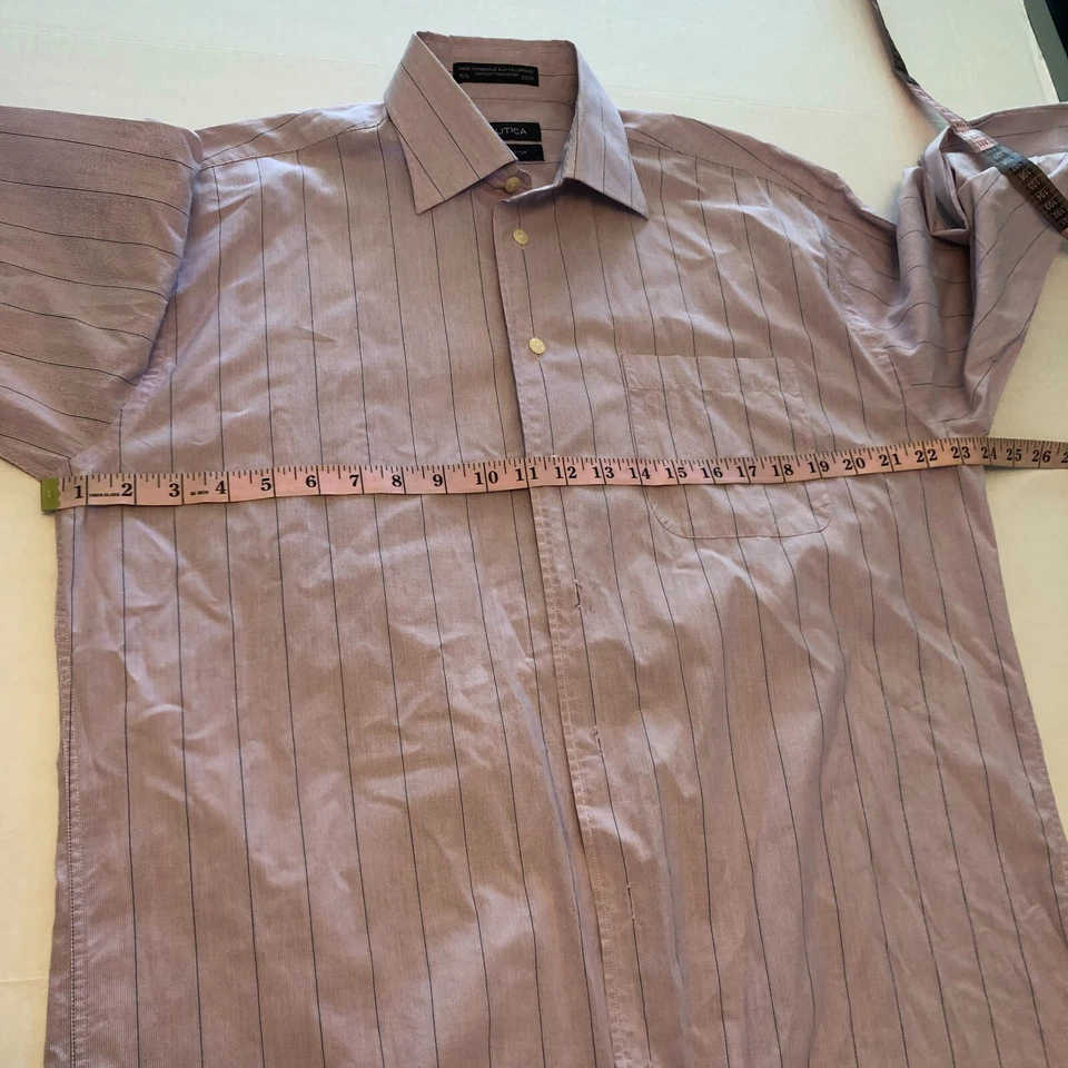 NAUTICA Men Purple Pink Long Sleeve Dress Shirt Size 15 1/2 - 32/33 Button Down - Image 4 of 4