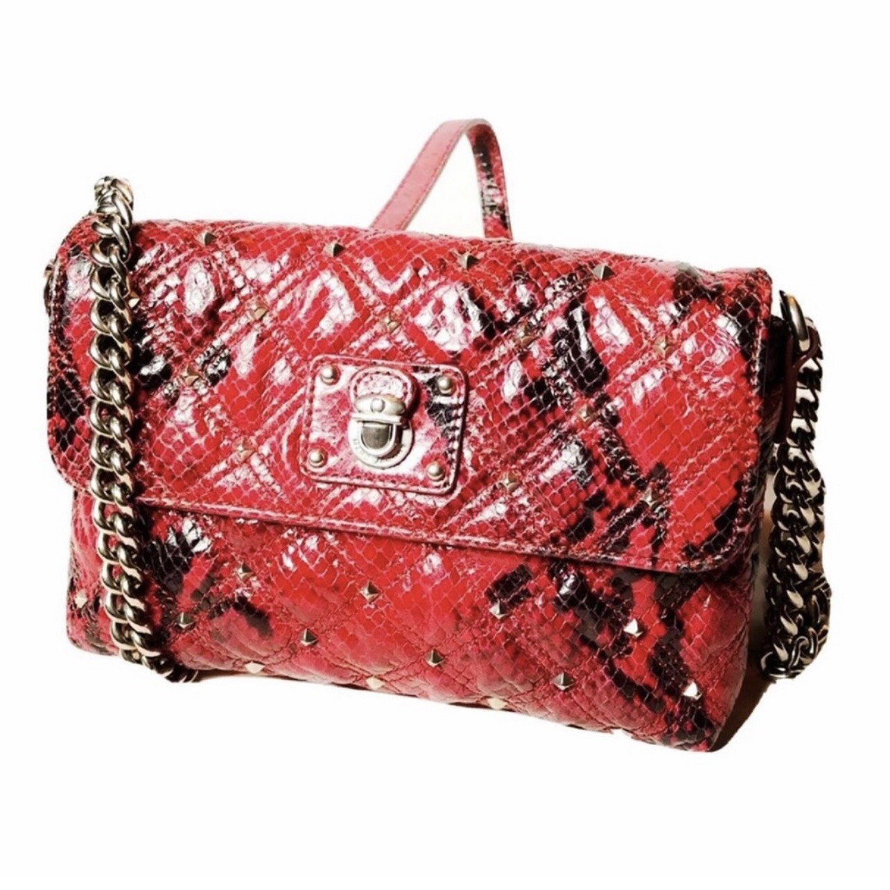 Marc Jacobs Studded Eugiene Stardust Crossbody Quilted Leather Red Purse Rare