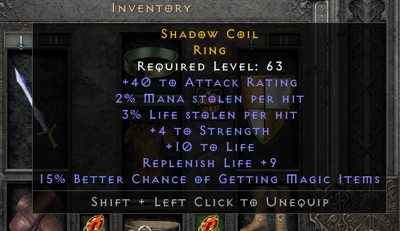 Diablo 2 Resurrected D2R - Dual Leech Ring with Str/ MF/ Life - SC - PC ...