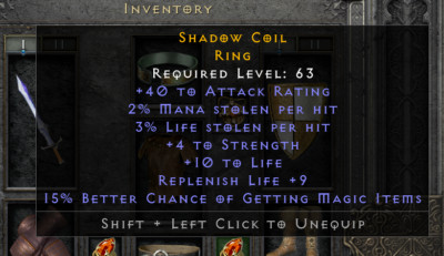 Diablo 2 Resurrected D2R - Dual Leech Ring with Str/ MF/ Life - SC - PC - NL