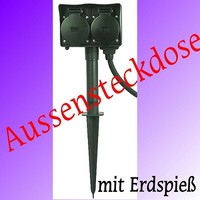 Aussensteckdose 2 - Fach Mit Erdspieß IP44 Wetterfest !!
