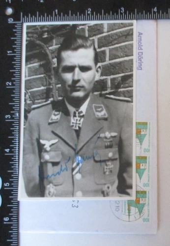 WW2 GERMAN LUFTWAFFE KNIGHTS CROSS WINNER ARNOLD DORING SIGNED PHOTO AUTOGRAPH