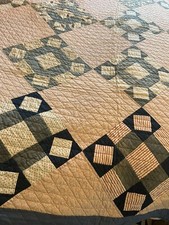Vintage Quilt Handmade Patchwork Indigo Americana Cotton Hand-Stitched Patriotic