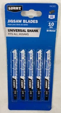 HART 5 PIECE 10 TPI  UNIVERSAL SHANK JIGSAW BLADES - FITS ALL JIGSAWS - HACJ02