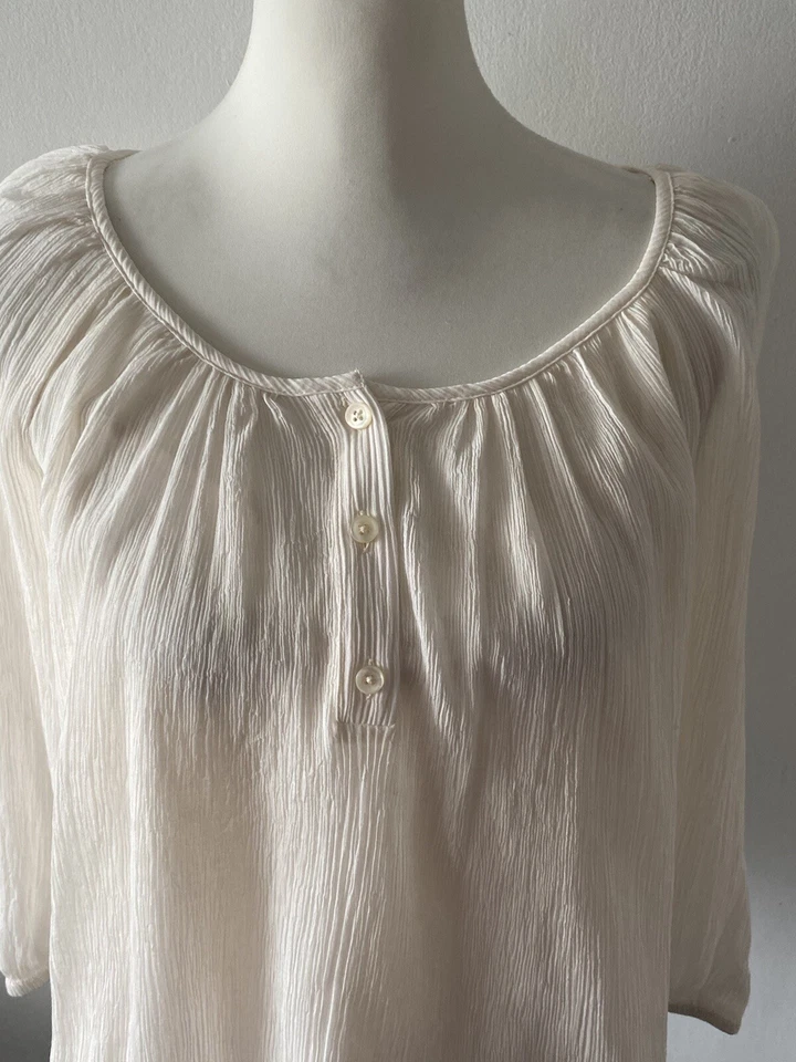 J Crew Ivory Blouse Size 12 UK 8 US Womens Cotton Silk Smocked Neck NEW NWT - Image 3 of 4