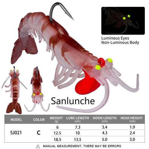5 pezzi gamberi luminosi gamberetti simulazione pesca esca morbida gancio esca esche pesca sale - Foto 13 di 16