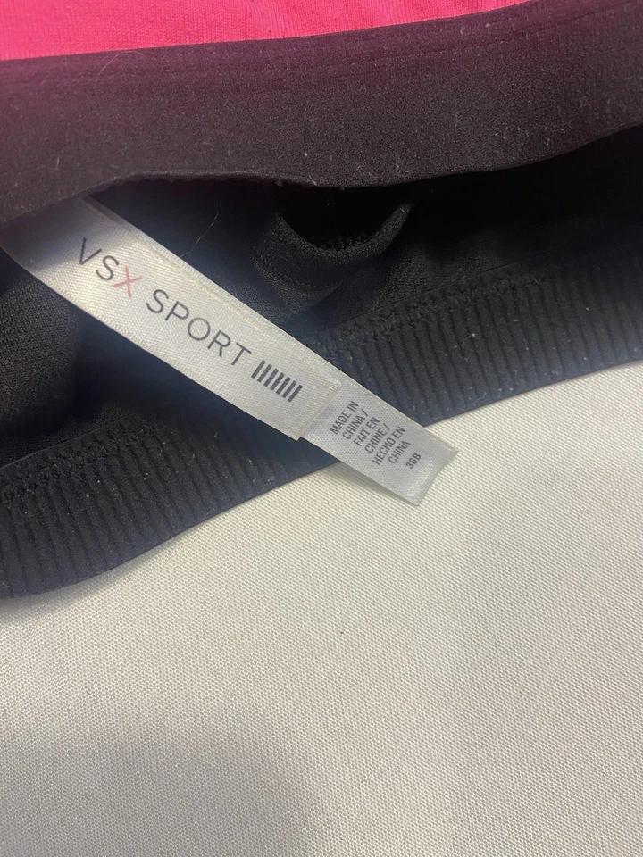 Sujetador deportivo Victoria's Secret VSX 36B acolchado, negro/rosa, con aros, cremallera frontal Foto 4 de 4