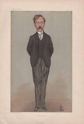 Antique Vanity Fair Literary lithograph of George Moore, 1897