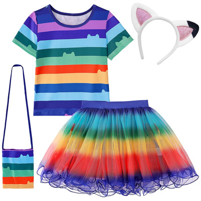 keaiyouhuo Regenbogen Tutu Kleid für Mädchen, Mädchen Prinzessin Kostüm mit Tasche