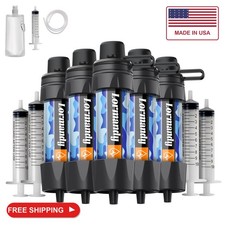 Straw Water Filter 5 Pack - Outdoor Camping Hiking Survival Gear Kit for Famil