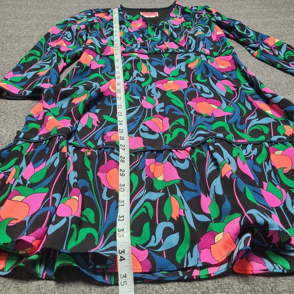 Vestido Kate Spade para mujer talla 2 estampado floral multicolor manga 3/4 cuello en V Foto 3 de 4
