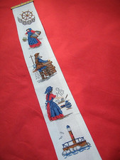 Kreuzstich Stickbild Fischfang Meer maritim  Wandbehang Handarbeit fertig 94x14