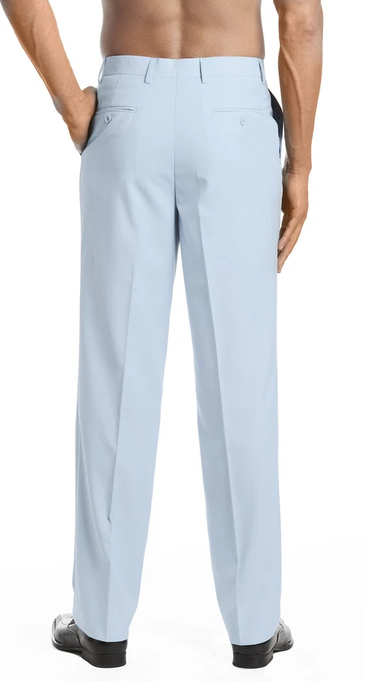 Pantalones de vestir CONCITOR para hombre Pantalones delanteros planos Color liso AZUL BEBÉ Foto 2 de 2