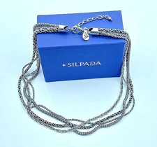 Silpada Sterling Silver Oxidized 4 Strand Popcorn & Rope Chain Necklace, N1719