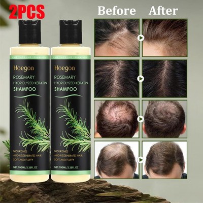 2X Rosmarin Shampoo für dickes Haar und Haarwachstum mit hydrolysierter Keratin