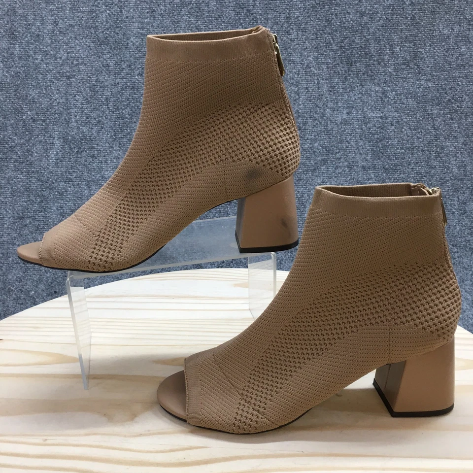 Adrienne Vittadini 靴子女式 8 M Beena 袜靴棕色露趾块新品 — 第 3/4 张图片