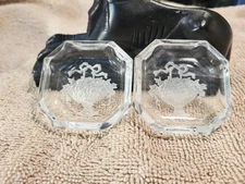 Pair Of 2 Vintage Open SALT CELLAR Dips Dishes Clear Glass Crystal