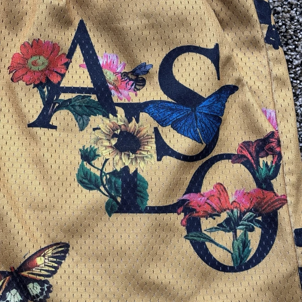 Pantalones Cortos Para Hombre Almost Someday Medianos Floral Arte Malla Bolsillos Retro Calce Relajado Foto 4 de 4