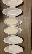 Oval Individual Serving Dishes (4)-Au Gratin Baking Style Bowls with Rib Design