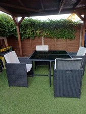 Rattan Cube 4 Seater + Table Black