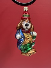 Dog Wearing Suit Glass Christmas Ornaments