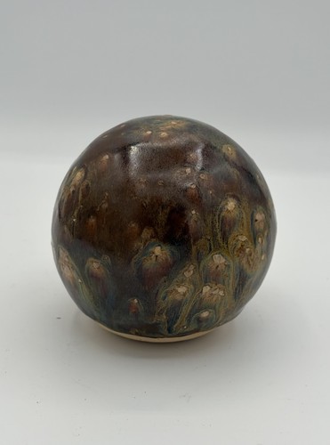 Vintage Colorful Drip Domed Sphere Studio Art Pottery Paperweight 3.5" S & F