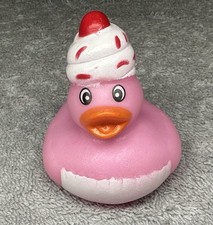 Strawberry Cupcake Pink Rubber Duck Squeeze Toy Bathtub Float