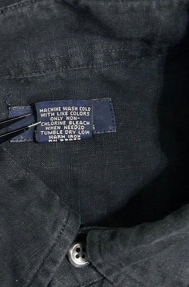 Camisa Brooks Brothers 346 de lino para hombre grande negra con botones manga larga informal Foto 4 de 4