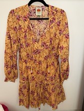 Farm Rio, Yellow And Pink Floral Dress With Beaded Drawstring - Medium - Worn 1x