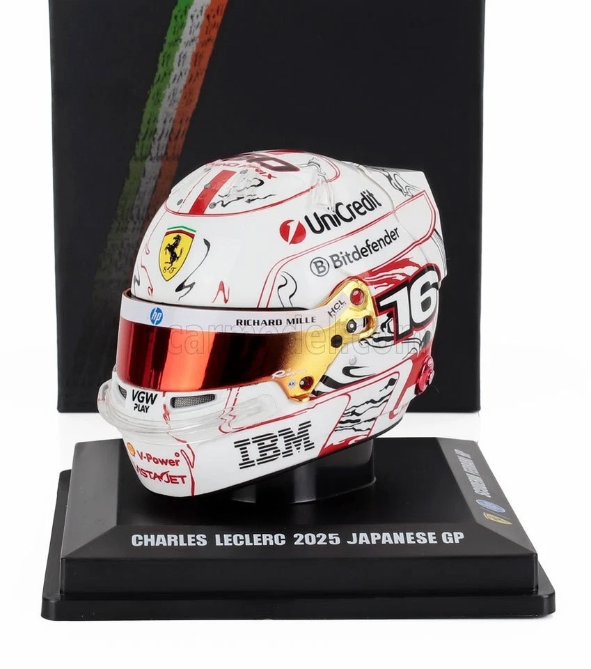 Modèle Casque Mini Helmet F1 Looksmart 1:5 Ferrari SF-25 Leclerc Japan GP 2025 - Photo 2/4