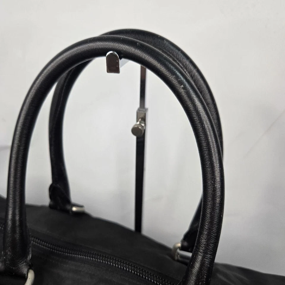Bolsa de viagem PRADA Boston nylon couro saffiano preta fim de semana elegante - Imagem 3 de 4