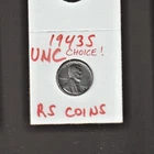 1943 S   BU   LINCOLN  CENT  ~"NICE CHOICE STEEL COIN"~  RS COINS #48A FREE SHIP