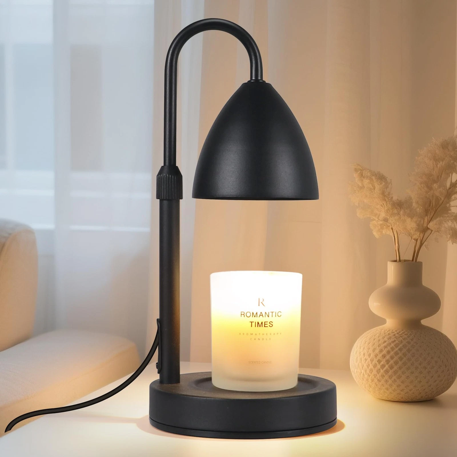 MRSZIRUI Candle Warmer Lamp with Timer Dimmable, 13 inches, Black
