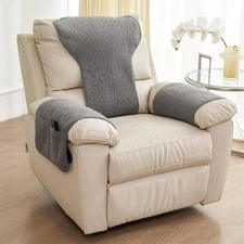 NANSHINE 3Pcs Recliner Slipcovers Armrest Covers for Chair Non Grey 