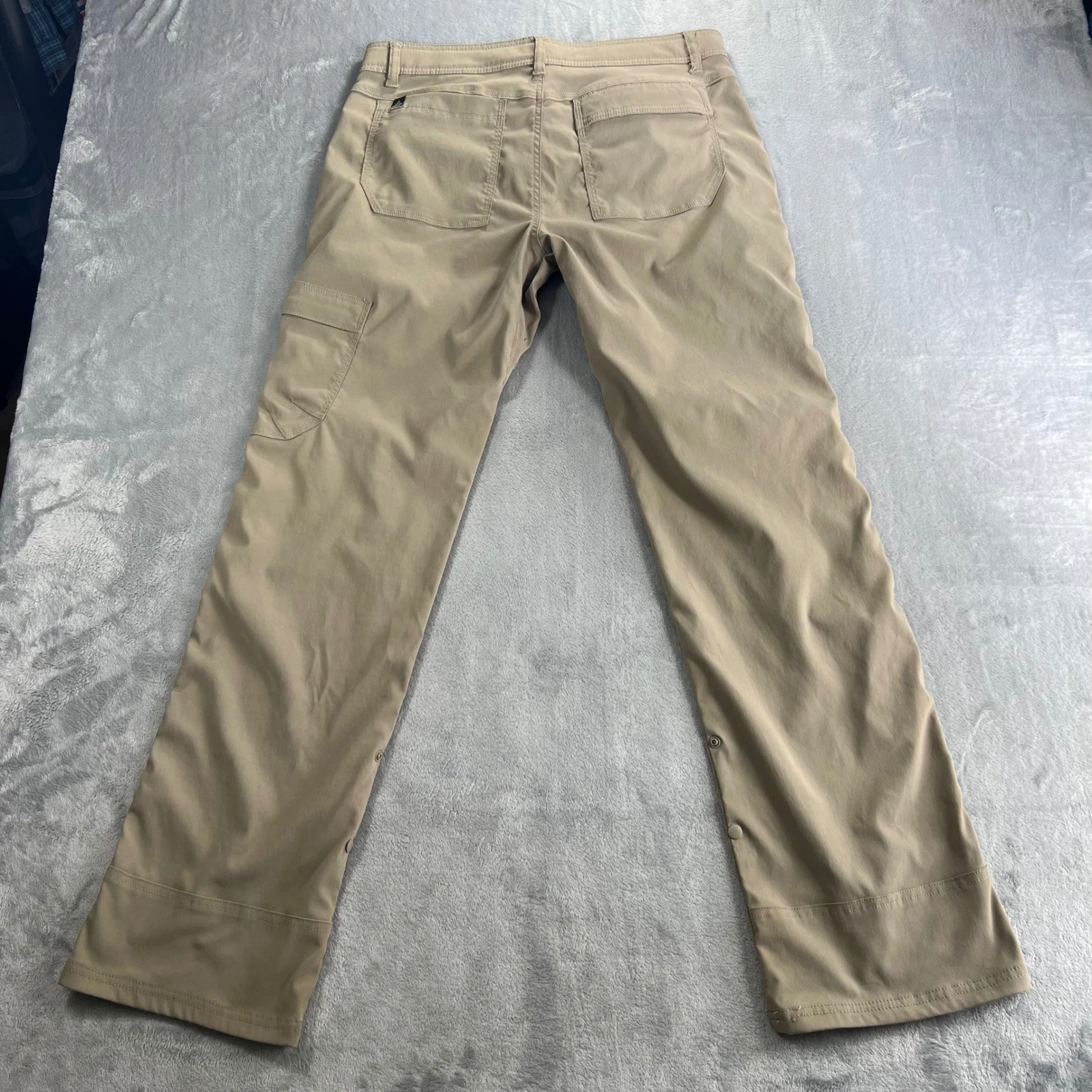 prAna Stretch Zion Hiking Pants Mens Medium 32L Tan Khaki Adjustable Convertible