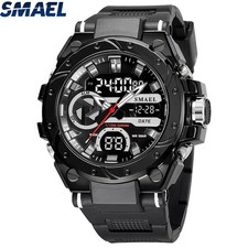 SMAEL Men Digital Sport Watch Large Dial LED Alarm Wristwatch Boy Military Watct