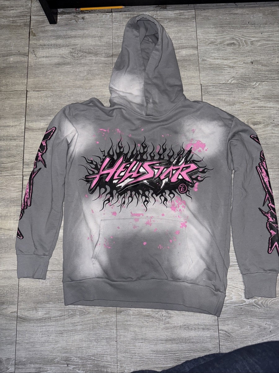 Hellstar Future Flame Hoodie Faded Gray, Pink And Black Size