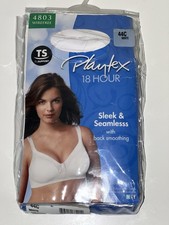 Playtex 18 Hour 4803 Bra 44C White  Wire Free Back Smoothing Seamless Support