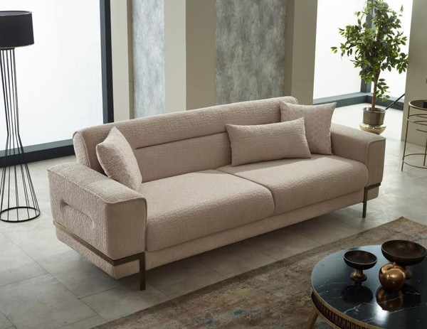 Luxus Couch Dreisitzer Sofa Design Sofas 3-Sitzer Couchen Polster Beige Lounge-image