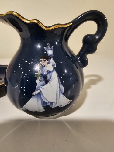 Vintage Belina/ Japan / Mini Porcela 9cm Pitcher Saucer Plate/ Pierrot Love - Picture 9 of 11