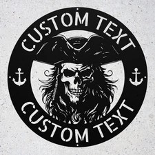 Personalized Pirate Skull Metal Sign Custom Wall Art Decor Gift for Pirate Fans