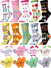 10 Pairs Floral Socks for Women Novelty Cute Flower Crew Socks for Lady Spring B