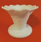 Vintage Westmoreland Flared Scalloped Milk Glass Vase Pineapples Grapes Footed