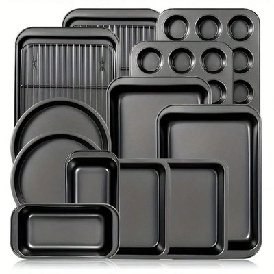 13 Piece Nonstick Bakeware Set with Cake Loaf Muffin Pans & Cooling Rack