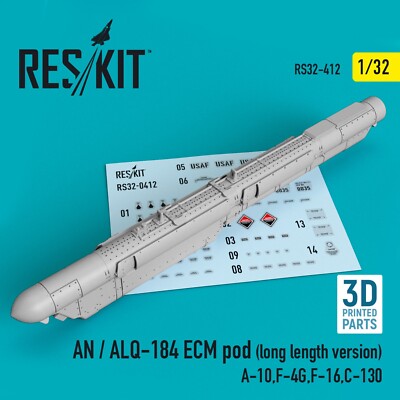 ResKit RS32-0412 1:32 AN/ALQ-184 ECM pod long length versionA-10,F-4G,F-16,C-130