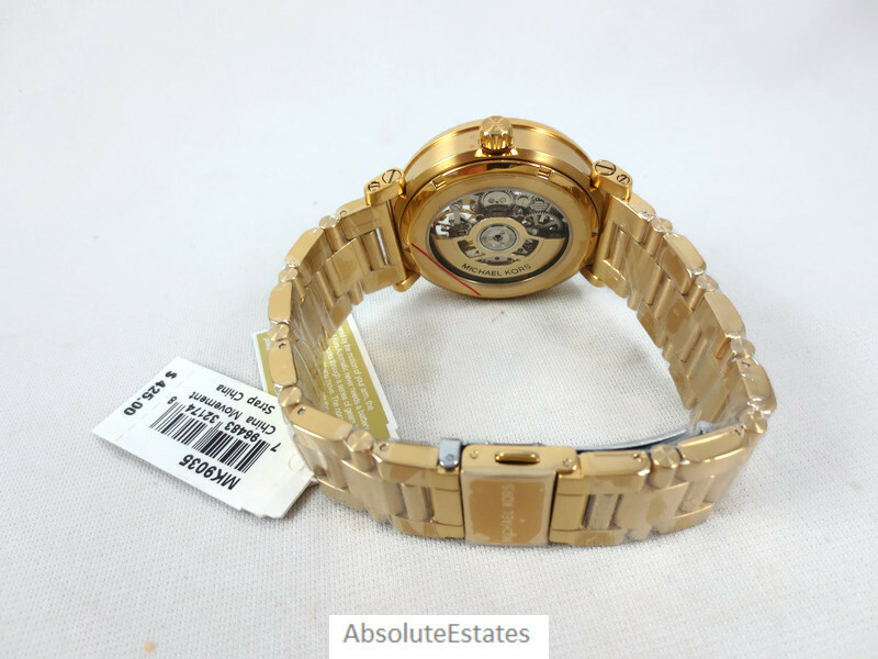 NEW Michael Kors Greer Gold Mens Automatic Skeleton Watch MK9035 