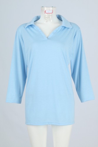 Women's 3/4 Sleeves V Neck Polo Shirts Casual Summer Tops Basic Collar Cute Tees - Picture 6 of 13