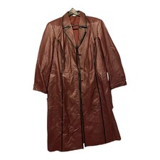 Women's Purple/eggplant Leather Full Length Coat Trench Sz 2x