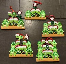 Turtle Family of 2 3 4 5 or 6 Personalizable Ornament